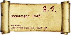 Hamburger Ivó névjegykártya